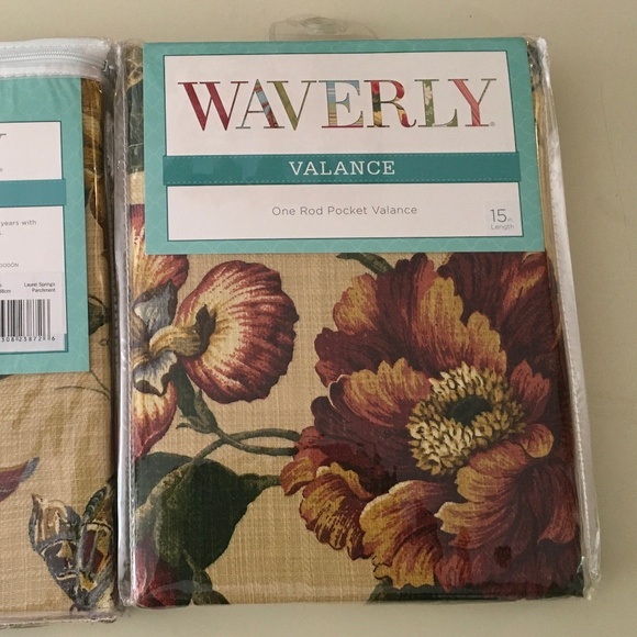 Three Waverly one rod pocket valances 50”W X 15”L - Picture 1 of 6